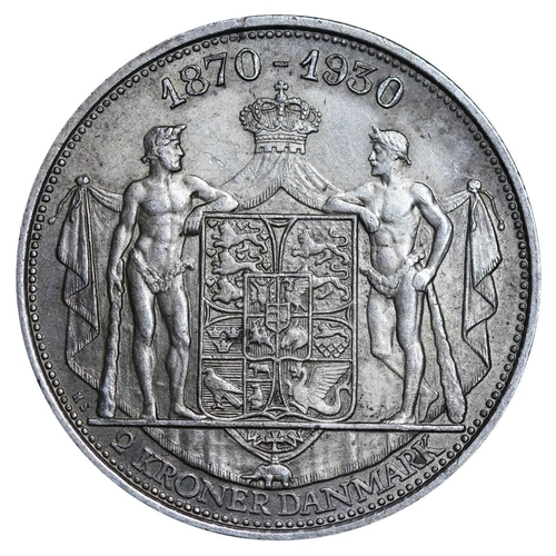 324 - Denmark, King Christian X (1912-1947), 2 kroner, 1930 year, Silver, 15 gr, KM#829, 60th Anniversary ... 