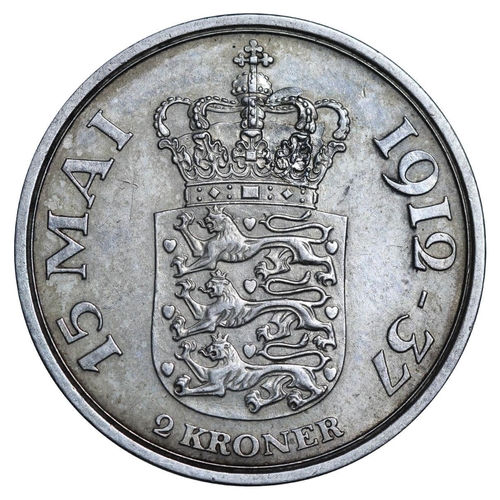 325 - Denmark, King Christian X (1912-1947), 2 kroner, 1937 year, Silver, 15 gr, KM#830, 25th anniversary ... 