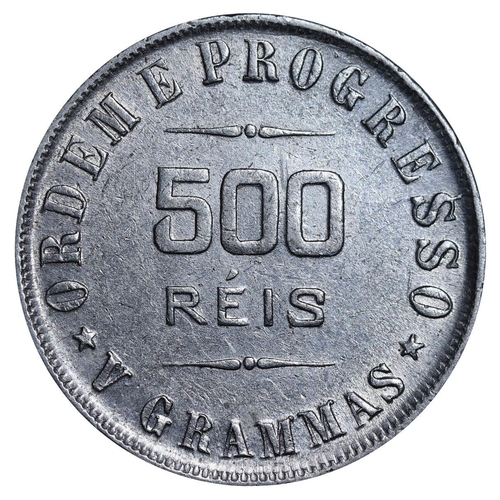 332 - Brazil, Republic of the United States of Brazil, Afonso Pena (1906 - 1909), 500 reis, 1907 year, Sil... 