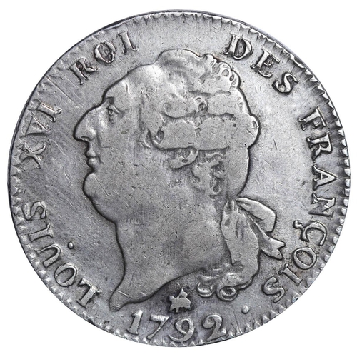 333 - France, King Louis XVI (1774-1792), Constitutional Monarchy (1791-1792), 1 ecu, 1792 year, Silver, 2... 