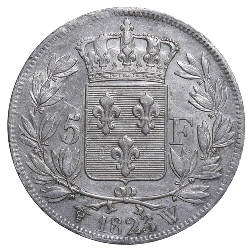 340 - France, King Louis XVIII (1814-1815, 1815-1824), 5 francs, 1823 year, Silver, 25 gr, GAD#614, LOUIS ... 