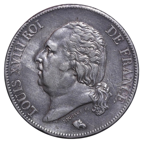 342 - France, King Louis XVIII (1814-1815, 1815-1824), 5 francs, 1824 year, Silver, 25 gr, GAD#614, LOUIS ... 