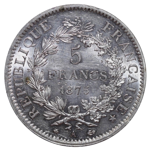 346 - France, Third Republic (1870-1940), 5 francs, 1875 year, Silver, 25 gr, GAD#744, Hercule, 3rd republ... 