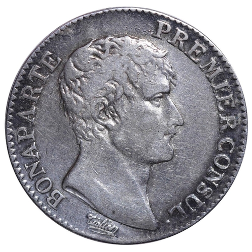 349 - France, Emperor Napoleon I (1804-1815), 1 frank, 1802 year, Silver, 5 gr, GAD#442, Lettering: BONAPA... 