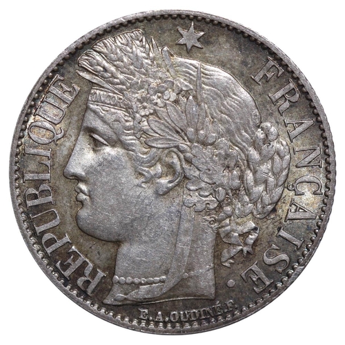 350 - France, Third Republic (1870-1940), 1 franc, 1872 year, Silver, 5 gr, GAD#465, Lettering: REPUBLIQUE... 