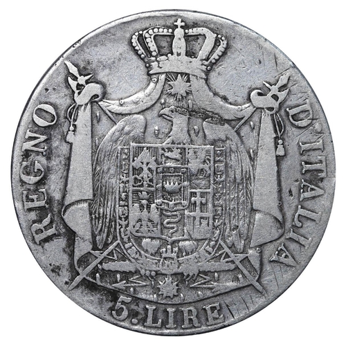 353 - Napoleonic Kingdom of Italy (Italian States), King Napoleon I (1805-1814), 5 Lire, 1809 year, Silver... 