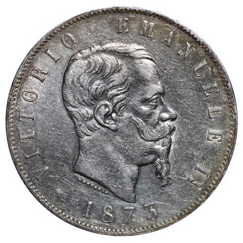 355 - Italy, King Vittorio Emanuele II (1861-1878), 5 lire, 1873 year, Silver, 25 gr, KM#8.3