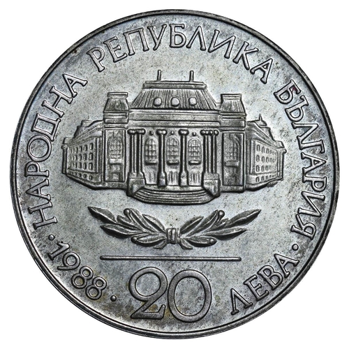 368 - Bulgaria, Chairman of the State Council Todor Zhivkov (1971-1989), 20 leva, 1988 year, Silver, 11,55... 