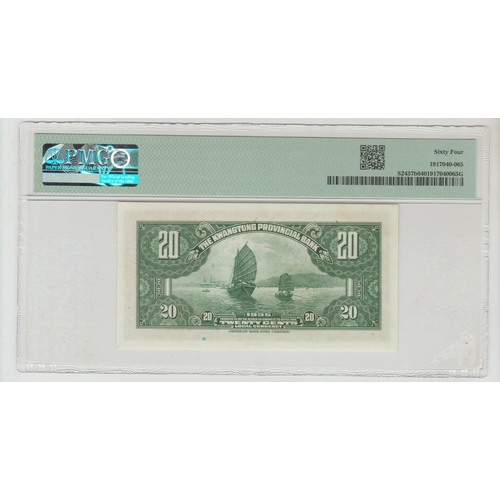 380 - China, Kwangtung Provincial Bank
Pick# S2437b S/M#K56-32a 1935 20 Cents - Printer: ABNC S/N ZB234889... 