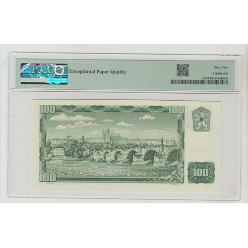 407 - Czech Republic, National Bank Pick# 1k 1961 (ND 1993) 100 Korun - S/N Prefix G
S/N G78 564597 - Stam... 