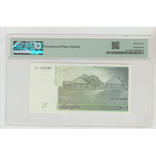 413 - Estonia, Bank of Estonia
Pick# 87a 2007 25 Krooni - Printer: G&D
S/N CU658486 - Wmk: A. Hansen-Tamms... 