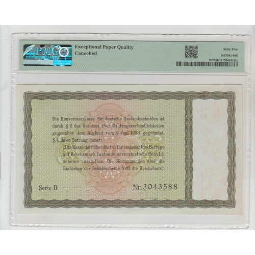 428 - Germany / Third Reich Pick# 207 1934 5 Reichsmark - Ovpt. on Germany#199
S/N D 3043588 - Conversion ... 