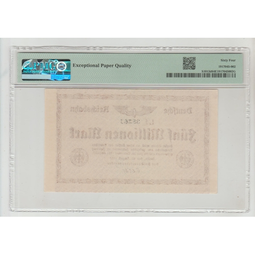 433 - Germany / Railroad - Post WWI
Pick# S1013d 1923 5 Millionen Mark - Berlin
S/N LF 38367 - Wmk: H-S-H,... 