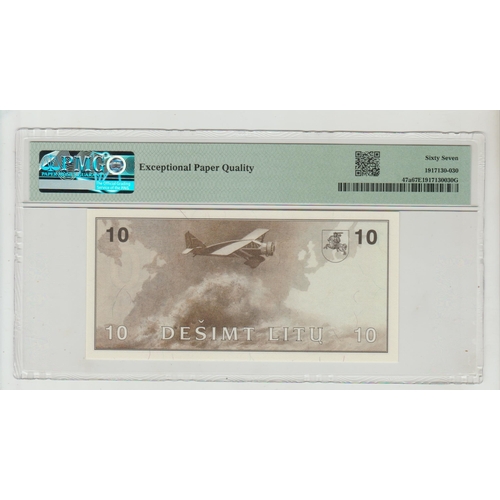 478 - Lithuania, Bank of Lithuania Pick# 47a 1991 (ND 1993) 10 Litu - Printer: USBC S/N AA1480954 - Incorr... 