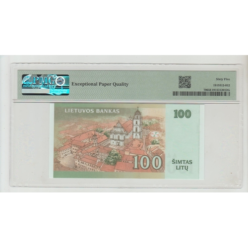 488 - Lithuania, Bank of Lithuania Pick# 70 2007 100 Litu - Printer: F-CO S/N AC5988320 - Wmk: S. Daukanta... 