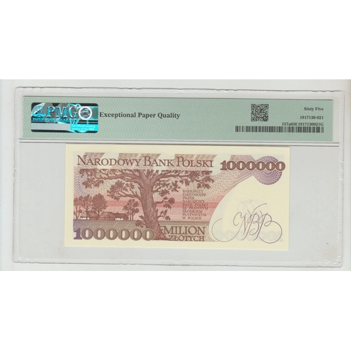 502 - Poland, National Bank Pick# 157a CM#189 1991 1,000,000 Zlotych S/N E2790208 - Wmk: Arms, 65 Gem Unci... 