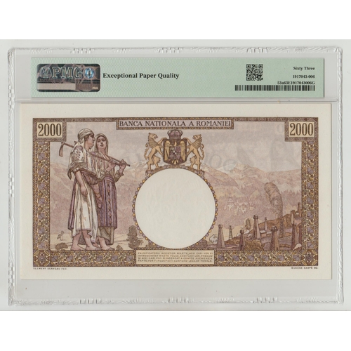 512 - Romania, Banca Nationala Pick# 53a 1941 2000 Lei S/N E.0803 0687 - Wmk: Trajan, 63
Choice Uncirculat... 