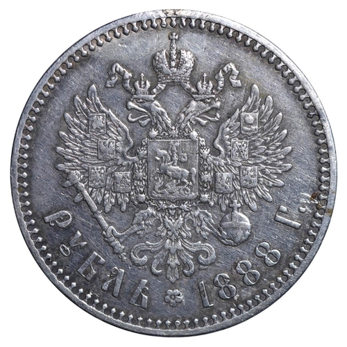 53 - Russian Empire, Emperor Alexander III (1881-1894), 1 rouble, 1888 year, Silver, 20,gr, Y#46, bitkin ... 