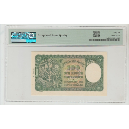 544 - Slovakia, National Bank Pick# 11a 1940 100 Korun S/N A4 323185 - II Emisia, 66 Gem Uncirculated