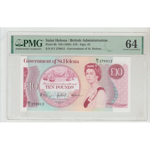 561 - Saint Helena / British Administration Pick# 8b ND (1985) Â£10 - Sign. #3 S/N P/1 270912 - Government... 