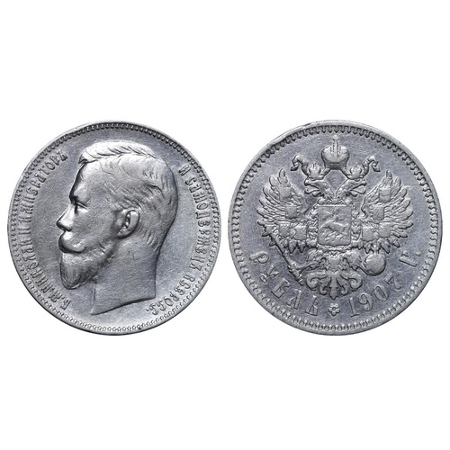 67 - Russian Empire, Emperor Nicholas II (1894-1917), 1 rouble, 1907 year, Silver, 20 gr, Y#59.3, bitkin ... 