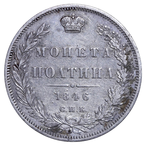 80 - Russian Empire, Emperor Nicholas I (1825-1855), 1 poltina, 1846 year, Silver, 10,37 gr, C#167.1, bit... 