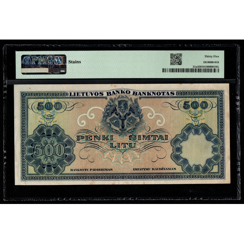 1017 - Lithuania, Bank of Lithuania Pick# 21a 1924 500 Litu - Printer: BWC S/N B065840 - Wmk: Arms 35 Choic... 