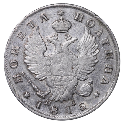 102 - Russian Empire, Emperor Alexander I (1801-1825), 1 poltina, 1813 year, Silver, 10,37 gr, C#129, bitk... 