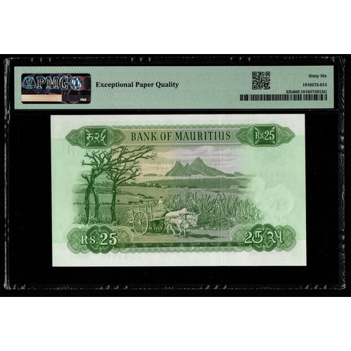 1068 - Mauritius, Bank of Mauritius Pick# 32b ND (1967) 25 Rupees - Printer: TDLR
S/N A/6 544513 - Wmk: Dod... 