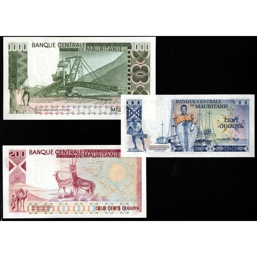 1080 - Mauritania, Set of 3 Banknote - 1000, 200, 100 Ouguiya, 1975 year