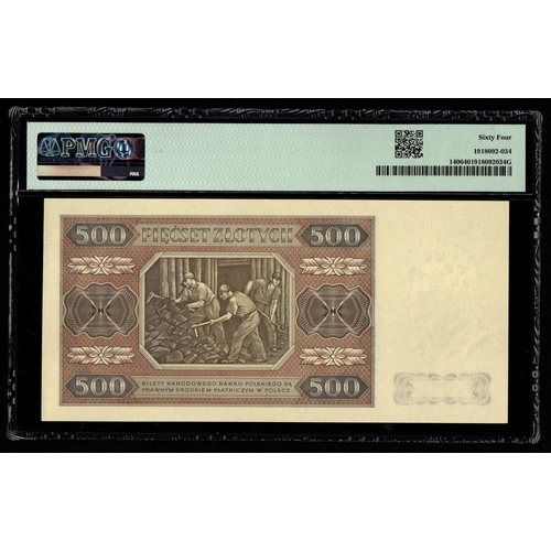 1111 - Poland, National Bank Pick# 140 CM#140a-d 1948 500 Zlotych S/N CC8439670 - Wmk: Woman 64 Choice Unci... 