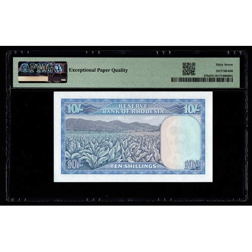 1130 - Rhodesia, Reserve Bank Pick# 27b 1968 10/- Shillings S/N L/17 783393 - Wmk: C. Rhodes 67 Superb Gem ... 