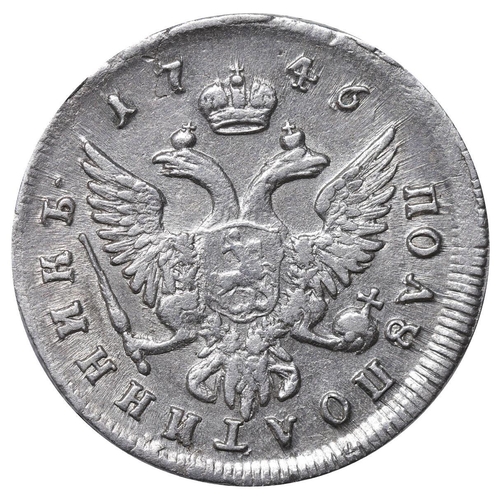 124 - Russian Empire, Empress Elizabeth (1741-1762), 1 polupoltinnik, 1746 year, Silver, 6,46 gr, C#17, bi... 