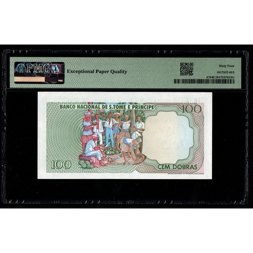 1320 - Saint Thomas & Prince, Banco Nacional Pick# 57 1982 100 Dobras - Printer: BWC S/N AC6030856 - Wmk: R... 