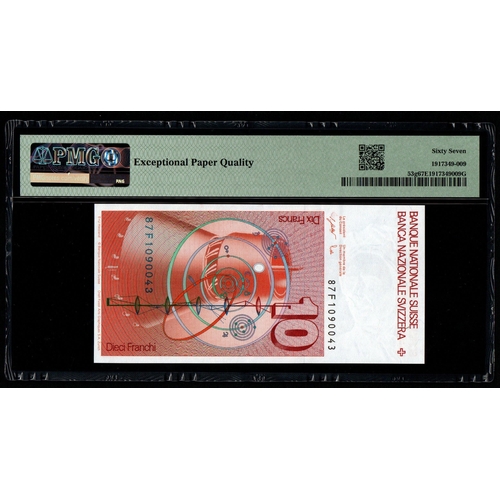 1332 - Switzerland, National Bank Pick# 53g 1987 10 Franken - Printer: OFZ S/N 87F1090043 - Wmk: L. Euler -... 