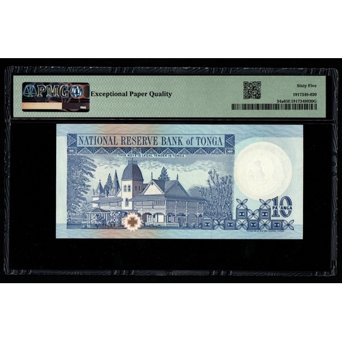 1334 - Tonga, National Reserve Bank Pick# 34a ND (1995) 10 Pa'anga - Printer: TDLR S/N C/1 800852 - Sign. V... 