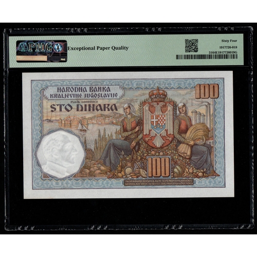 1339 - Yugoslavia, National Bank S/N P.0483 773 - Unissued Pick# 31 1934 100 Dinara - Wmk: King Alexander I... 