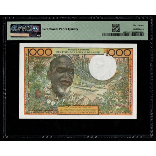 1343 - West African States / Ivory Coast
Pick# 103Ak ND (1959-65) 1000 Francs - Code Letter 