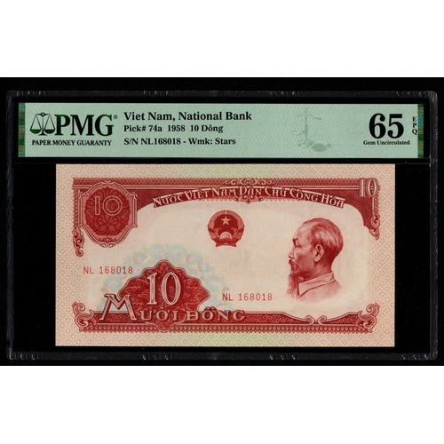 1405 - Viet Nam, National Bank Pick# 74a 1958 10 Dông
S/N NL168018 - Wmk: Stars 65 Gem Uncirculated