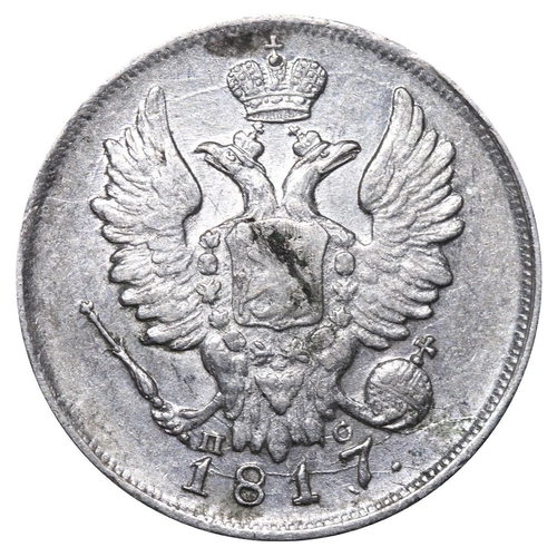 148 - Russian Empire, Emperor Alexander I (1801-1825), 20 kopecks, 1817 year, Silver, 4,15 gr, C#128, bitk... 