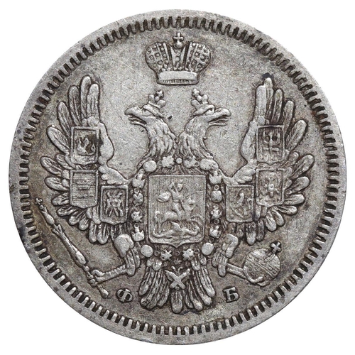 179 - Russian Empire, Emperor Alexander II (1855-1881), 10 kopecks, 1857 year, Silver, 2,07 gr, C#164.1, b... 