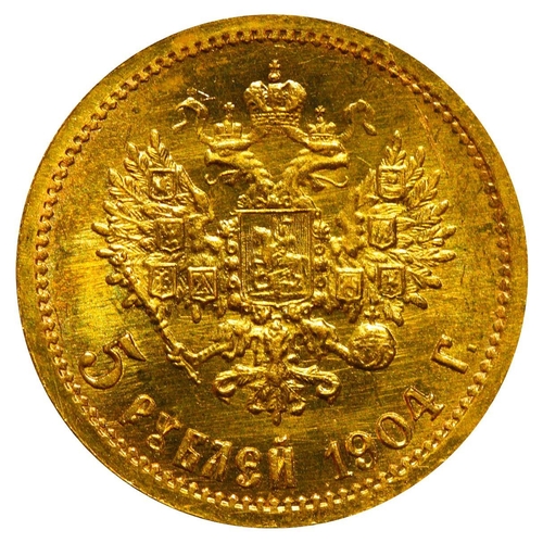 18 - Russian Empire, Emperor Nicholas II (1894-1917), 5 roubles, 1904 year, Gold, 4,3 gr, Y#62, bitkin 31