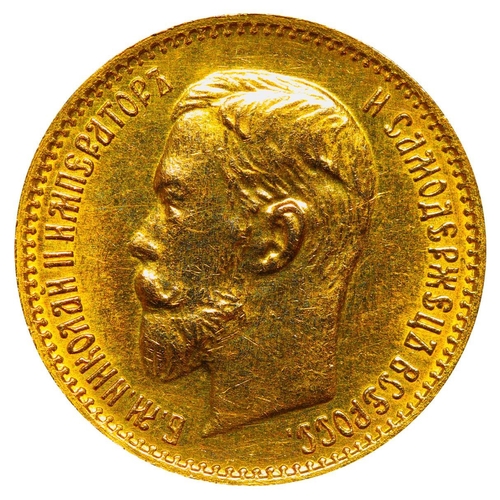 19 - Russian Empire, Emperor Nicholas II (1894-1917), 5 roubles, 1904 year, Gold, 4,3 gr, Y#62, bitkin 31