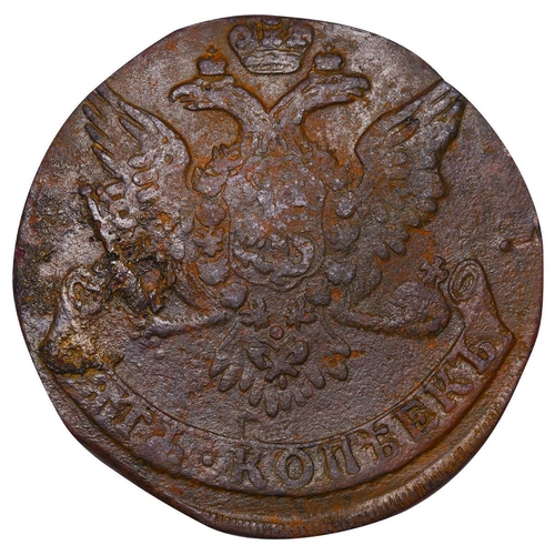 193 - Russian Empire, Empress Elizabeth (1741-1762), 5 kopecks, 1761 year, Copper, 51,19 gr, C#9.2, bitkin... 