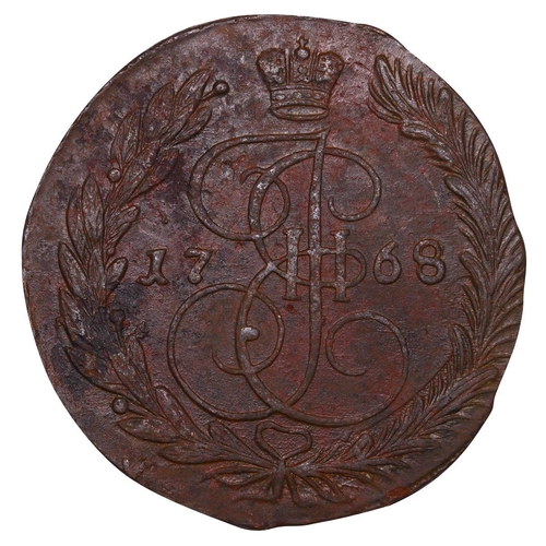 198 - Russian Empire, Empress Catherine II (1762-1796), 5 kopecks, 1768 year, Copper, 51,2 gr, C#59.3, bit... 