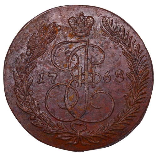 199 - Russian Empire, Empress Catherine II (1762-1796), 5 kopecks, 1768 year, Copper, 51,2 gr, C#59.3, bit... 