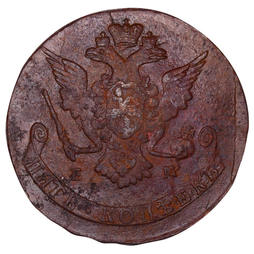 199 - Russian Empire, Empress Catherine II (1762-1796), 5 kopecks, 1768 year, Copper, 51,2 gr, C#59.3, bit... 