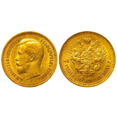 2 - Russian Empire, Emperor Nicholas II (1894-1917), 15 roubles, 1897 year, Gold, 12,9 gr, Y#65.2, bitki... 