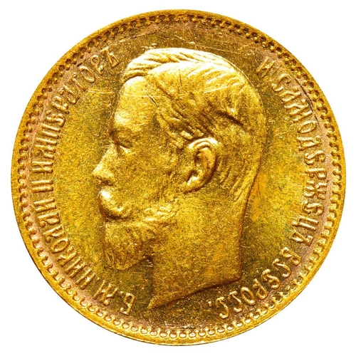 20 - Russian Empire, Emperor Nicholas II (1894-1917), 5 roubles, 1904 year, Gold, 4,3 gr, Y#62, bitkin 31