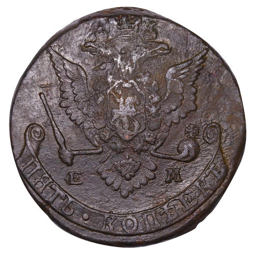 206 - Russian Empire, Empress Catherine II (1762-1796), 5 kopecks, 1778 year, Copper, 51,2 gr, C#59.3, bit... 